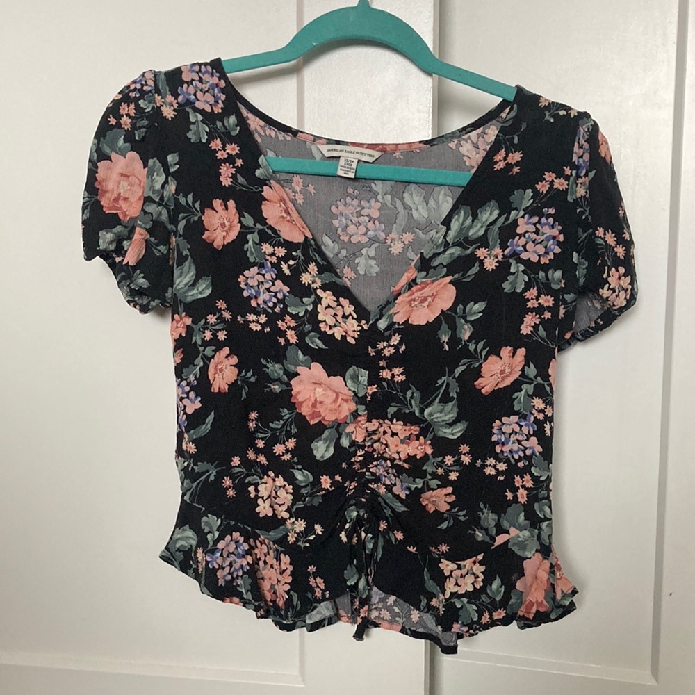 Floral American Eagle Spring/Summer adjustable crop top
